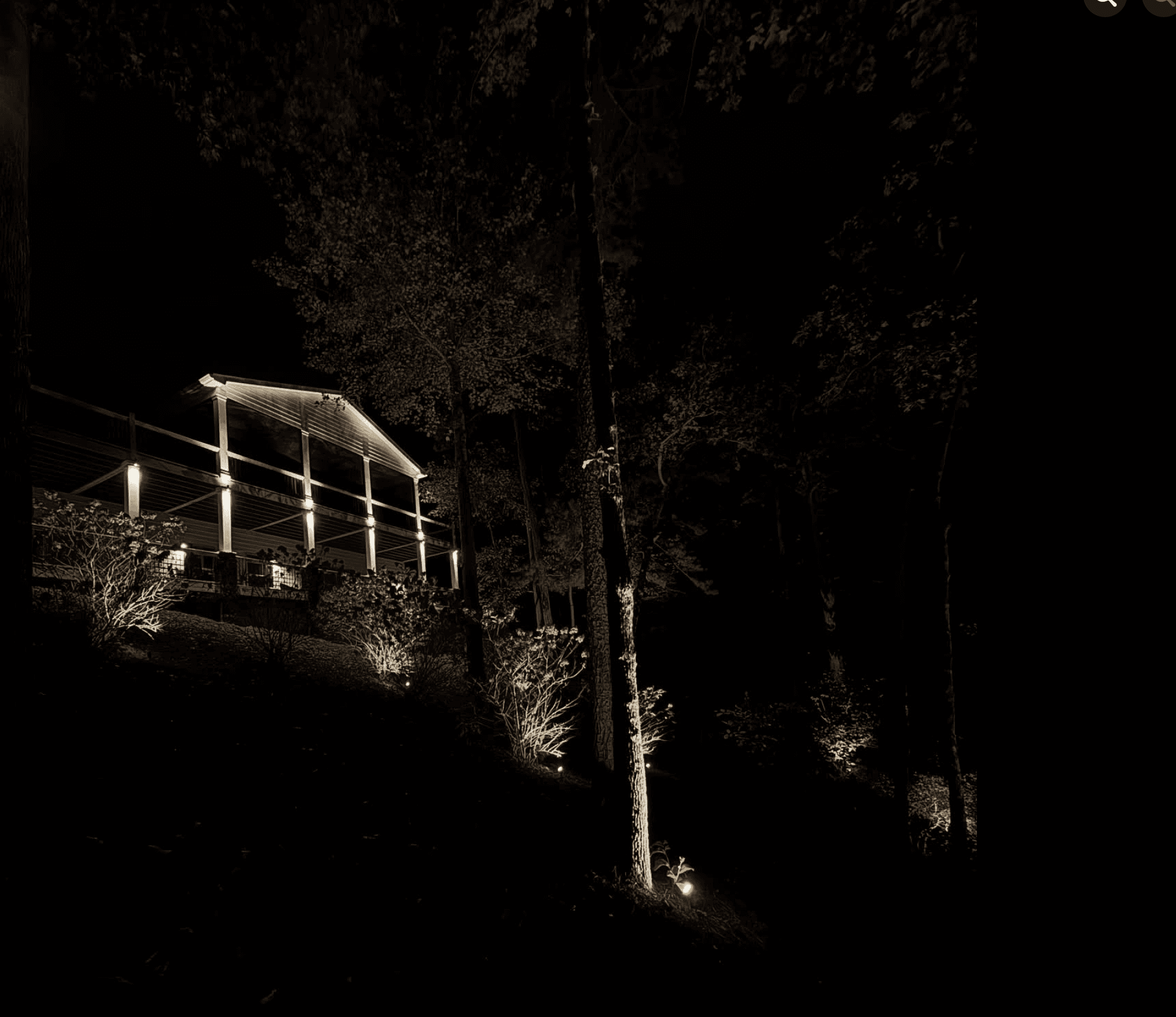 Hillside Deck Landscape Lighting Hillside deck with landscape and tree lighting