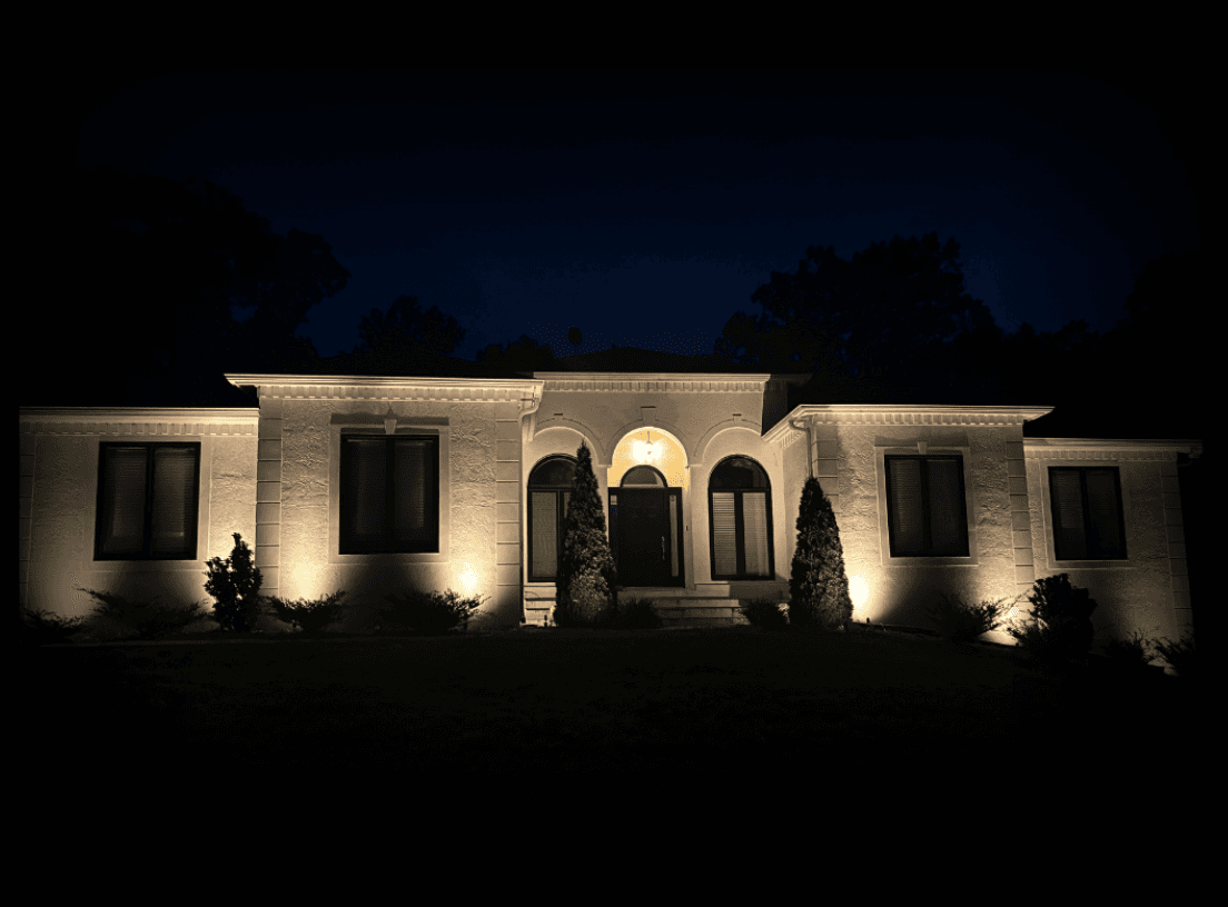 Mediterranean Home Architectural Lighting Mediterranean-style home with elegant architectural lighting
