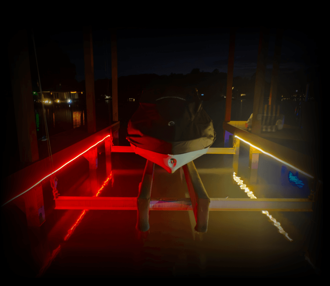 LED Dock Lighting with Color Custom color LED dock lighting installation