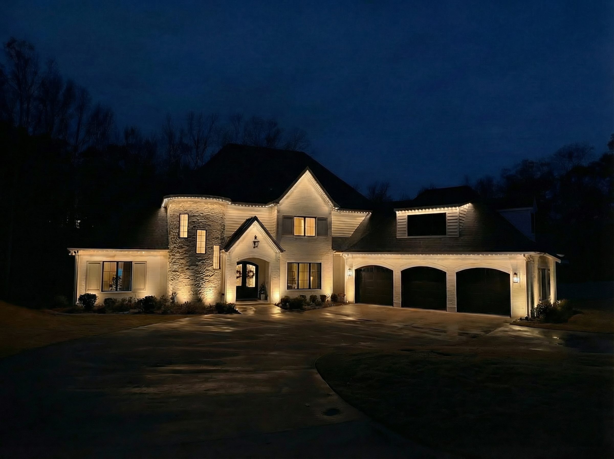 Elegant architectural lighting on luxury estate